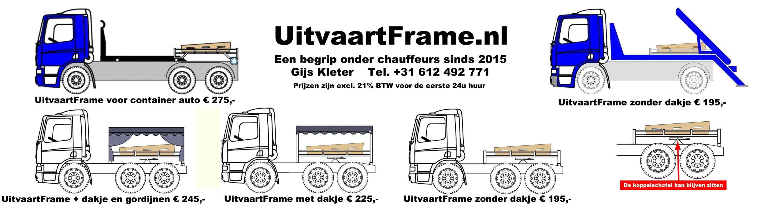 Kistdragers voor vrachtwagens te huur bij UitvaartFrame.nl