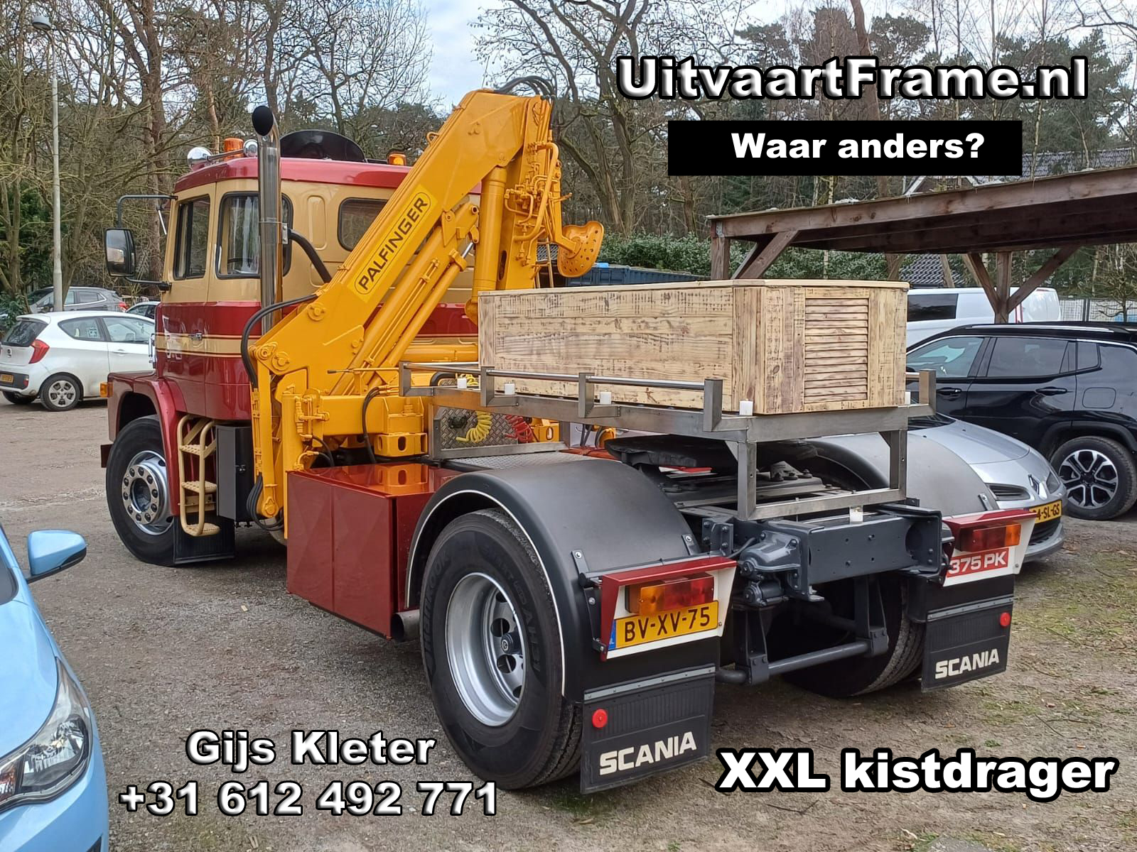 Kistdrager voor extreem grote kist te huur bij UitvaartFrame.nl
